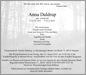 Anzeige von Anna Daldrup 