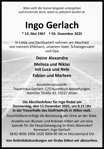 Anzeige von Ingo Gerlach 