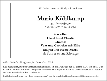 Anzeige von Maria Kühlkamp 