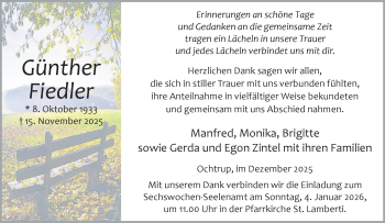 Anzeige von Günther Fiedler 
