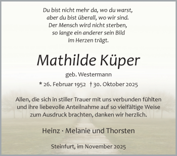 Anzeige von Mathilde Küper 