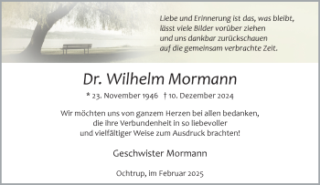 Anzeige von Wilhelm Mormann 