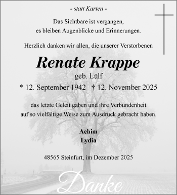 Anzeige von Renate Krappe 