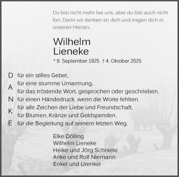 Anzeige von Wilhelm Lieneke 