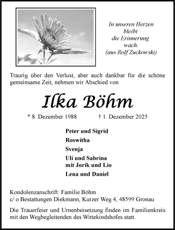 Anzeige von Ilka Böhm 