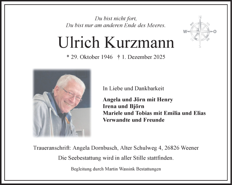  Traueranzeige für Ulrich Kurzmann vom 06.12.2025 aus 