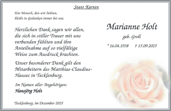 Anzeige von Marianne Holt 
