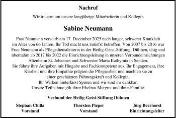 Anzeige von Sabine Neumann 
