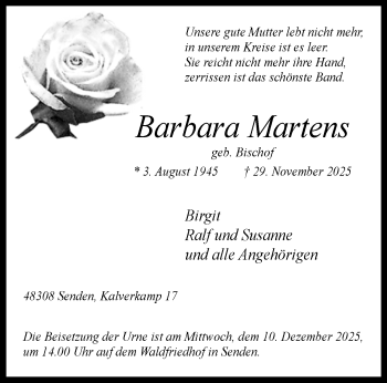 Anzeige von Barbara Martens 