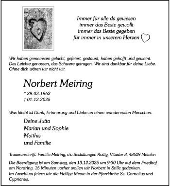 Anzeige von Norbert Meiring 