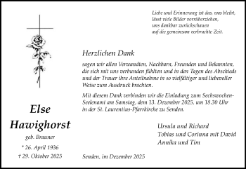 Anzeige von Else Hawighorst 
