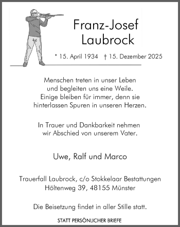 Anzeige von Franz-Josef Laubrock 