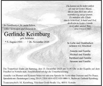 Anzeige von Gerlinde Keimburg 