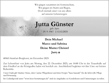 Anzeige von Jutta Günster 