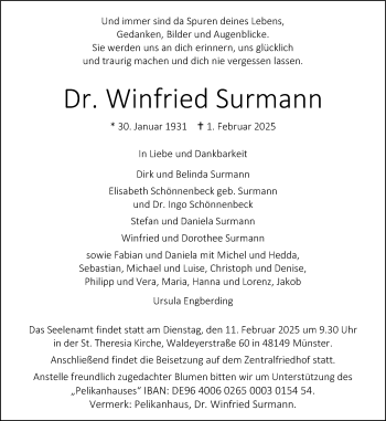 Anzeige von Dr. Winfried Surmann 