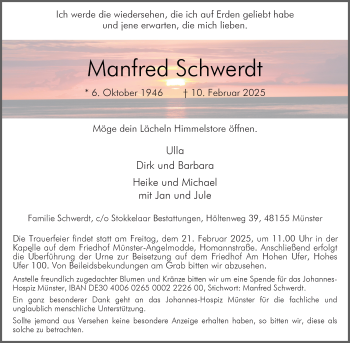 Anzeige von Manfred Schwerdt 