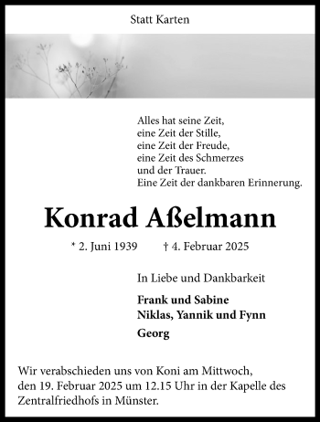 Anzeige von Konrad Aelmann 