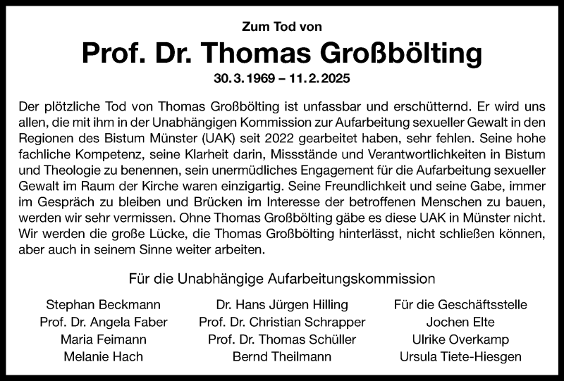  Traueranzeige für Prof. Dr. Thomas Großbölting vom 15.02.2025 aus 