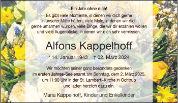 Anzeige von Alfons Kappelhoff 