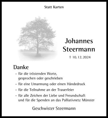 Anzeige von Johannes Steermann 
