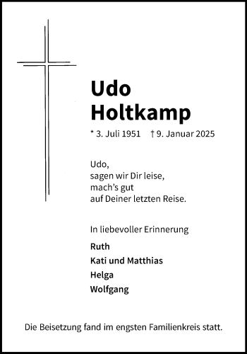 Anzeige von Udo Holtkamp 