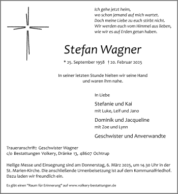 Anzeige von Stefan Wagner 