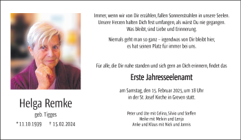 Anzeige von Helga Remke 