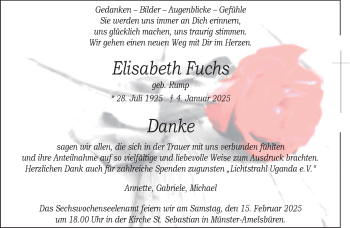 Anzeige von Elisabeth Fuchs 