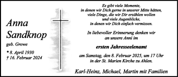 Anzeige von Anna Sandknop 