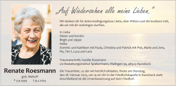 Anzeige von Renate Roesmann 