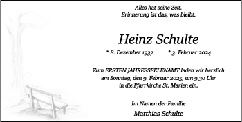 Anzeige von Heinz Schulte 