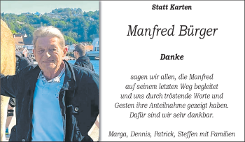 Anzeige von Manfred Bürger 