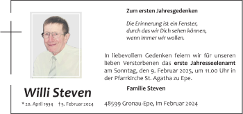 Anzeige von Willi Steven 