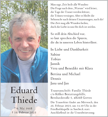 Anzeige von Eduard Thiede 
