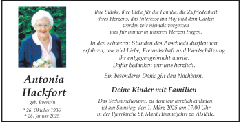 Anzeige von Antonia Hackfort 