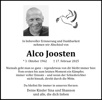 Anzeige von Alco Joosten 