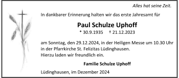 Anzeige von Paul Schulze Uphoff 