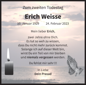 Anzeige von Erich Weisse 