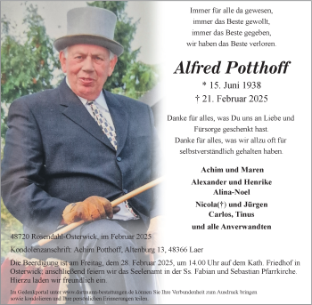 Anzeige von Alfred Potthoff 