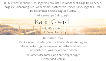 Anzeige von Karin Coerdt 