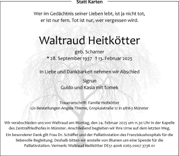 Anzeige von Waltraud Heitkötter 