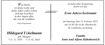Anzeige von Hildegard Uckelmann 