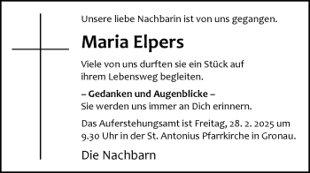 Anzeige von Maria Elpers 