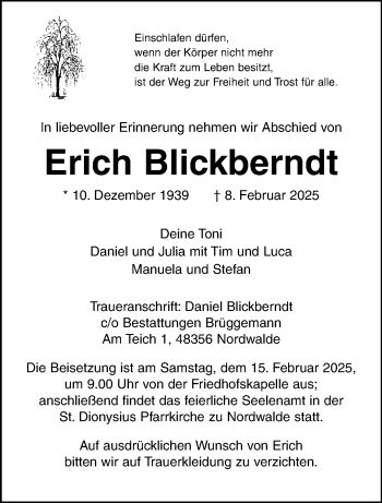 Anzeige von Erich Blickberndt 