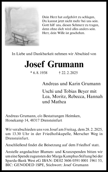 Anzeige von Josef Grumann 