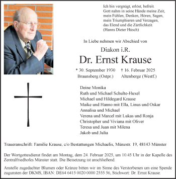 Anzeige von Dr. Ernst Krause 