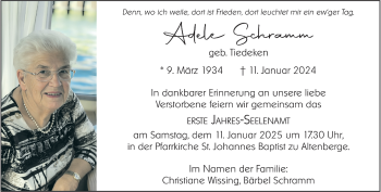 Anzeige von Adele Schramm 