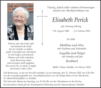 Anzeige von Elisabeth Perick 