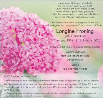 Anzeige von Longine Froning 