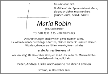 Anzeige von Maria Robin 